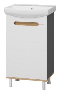 Напольная тумба под раковину Misty Сканди 50см белый/дуб крафт золотой/антрацит